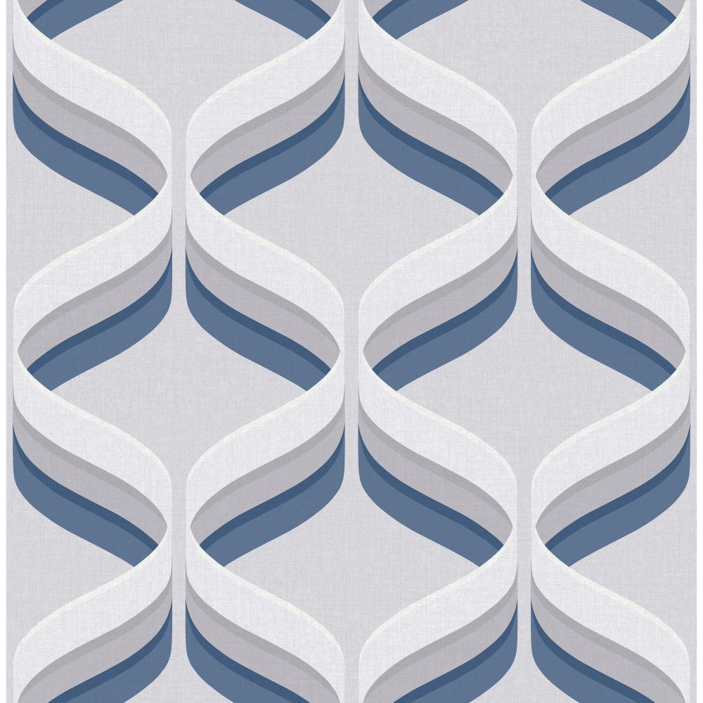 Fresco 107744 Retro Ogee Grey and Navy Geometric Removable Wallpaper
