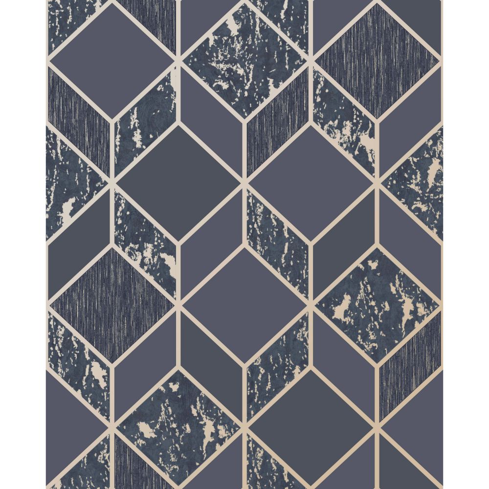 Superfresco 107964 Vittorio Geometric Navy and Pale Gold Removable Wallpaper