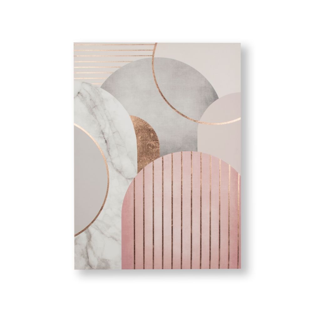 Art For The Home 107992 Pink & Grey Art Deco Geo Canvas Wall Art
