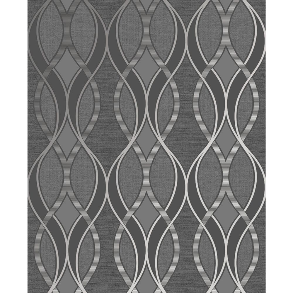 Sublime 108136 Ribbon Geo Grey and Silver Removable Wallpaper