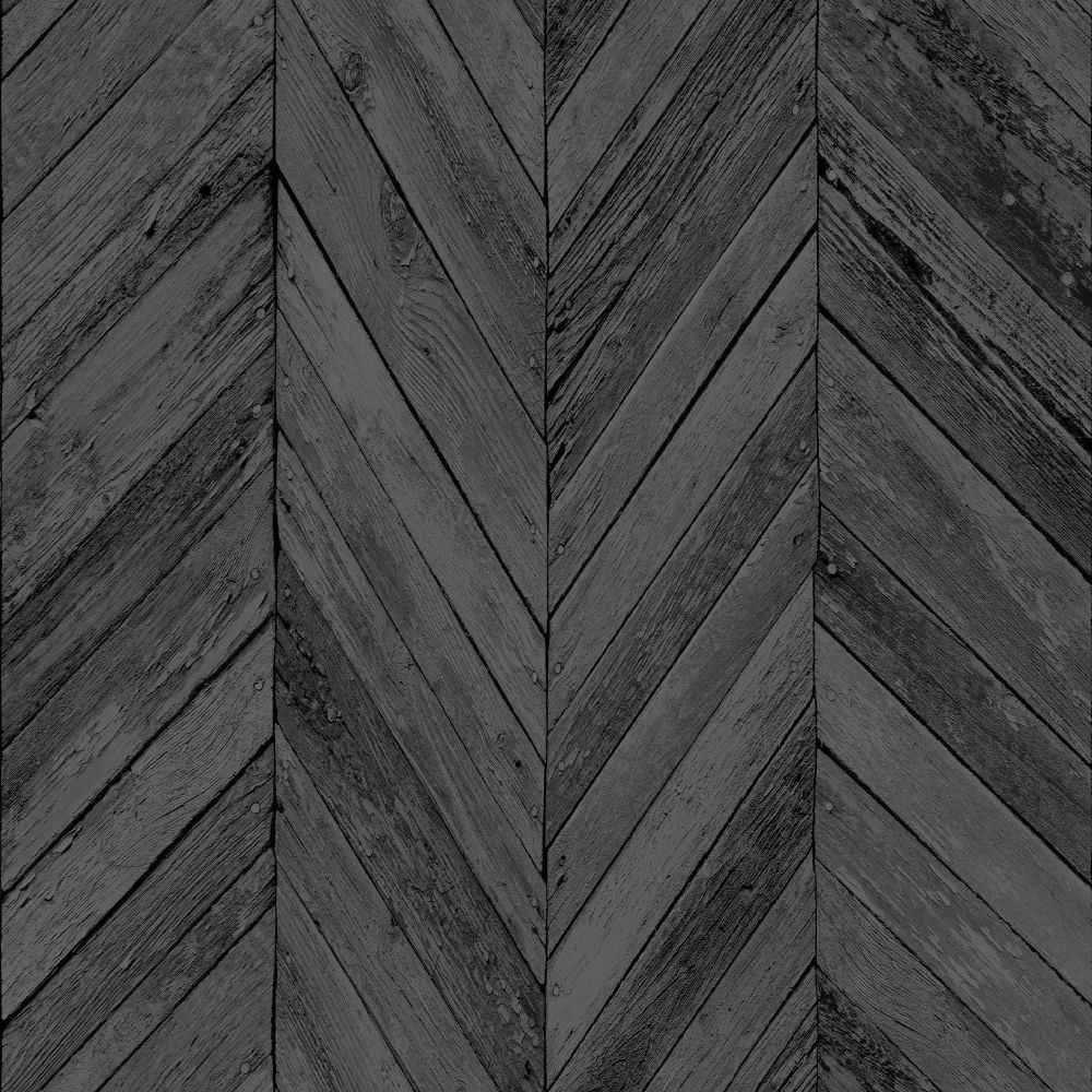 Transform 108328 Transform Dark Grey Herringbone Wood Peel and Stick Removable Wallpaper