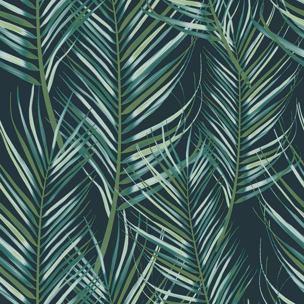 Transform 108333 Transform Black and Green Palm Peel and Stick Removable Wallpaper