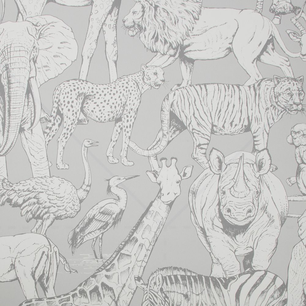 Superfresco Easy 108567 Jungle Animals Grey Removable Wallpaper