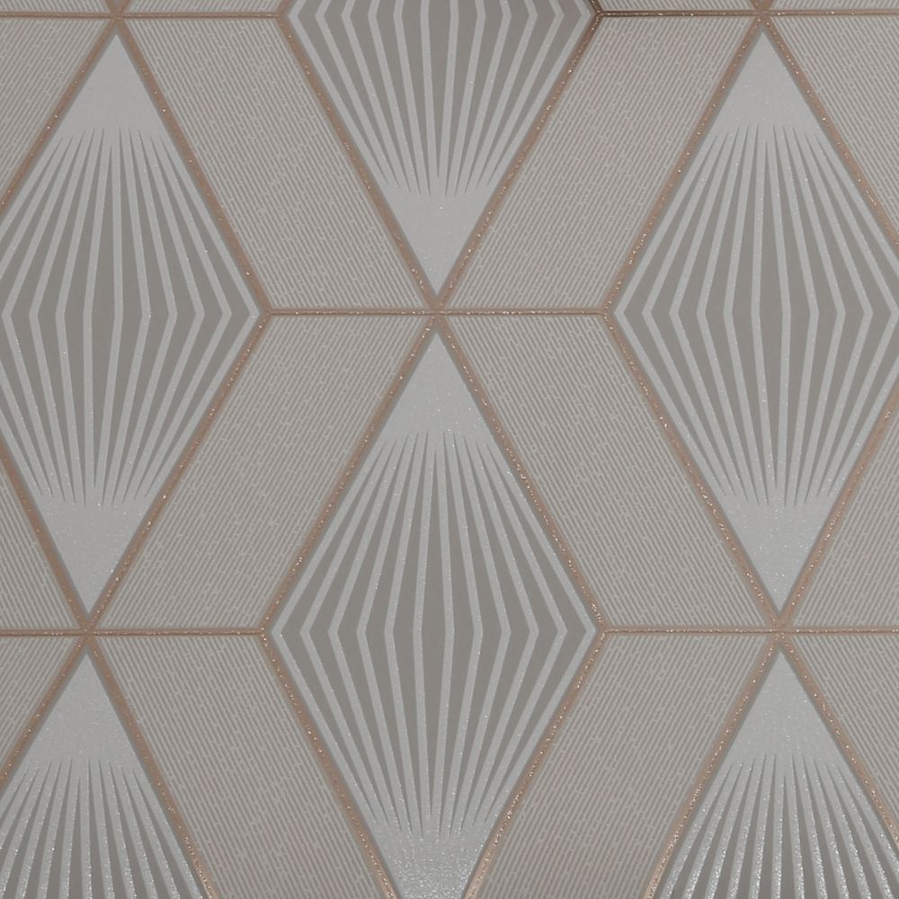 Superfresco 112577 Glitter Diamond Geo Taupe and Rose Gold Removable Wallpaper