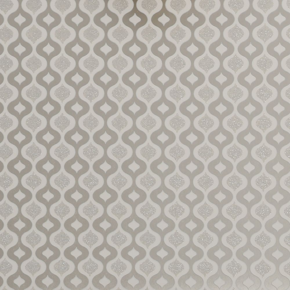 Superfresco 112580 Luxe Ogee White Removable Wallpaper