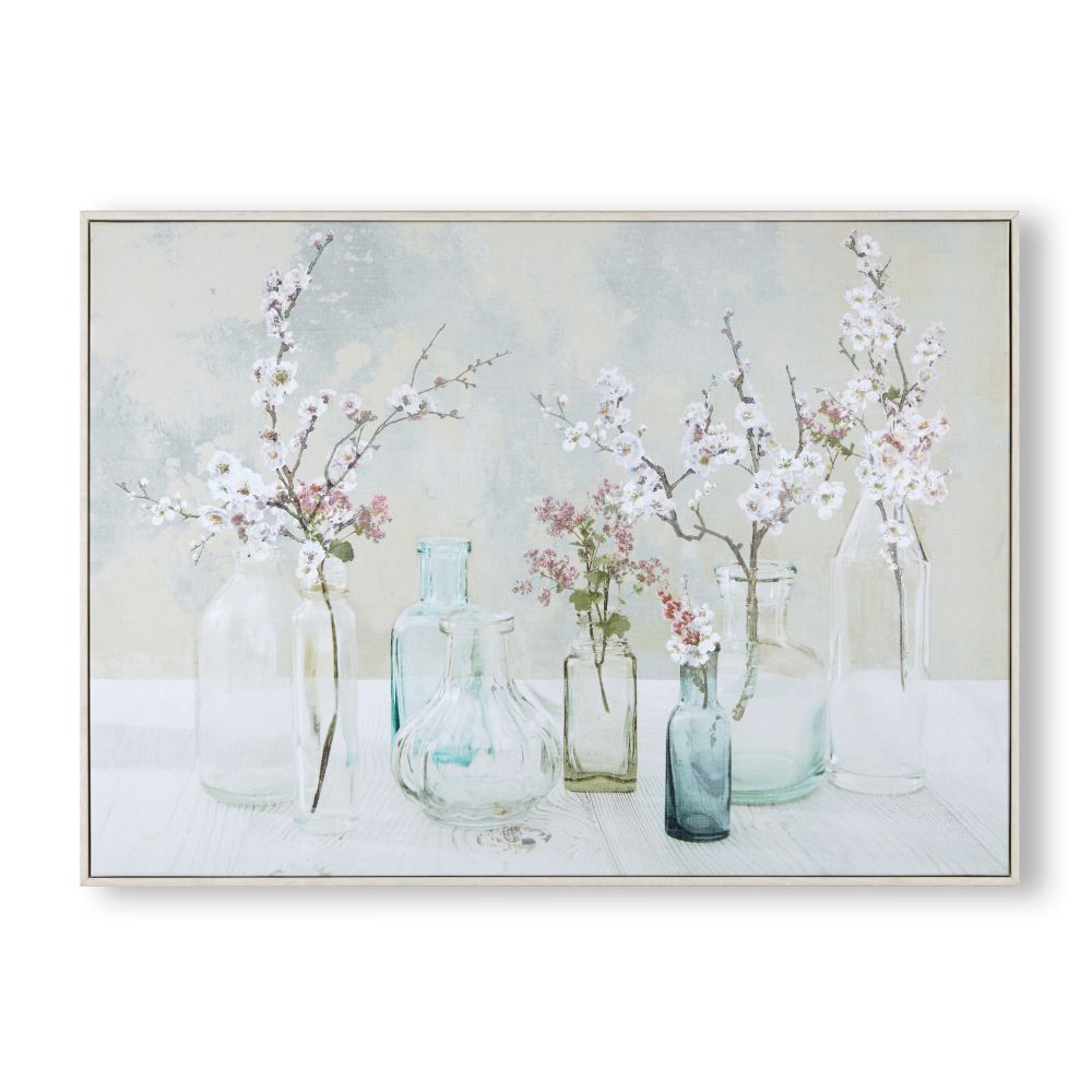 Art For The Home 113232 Apple Blossom Bottles Framed Canvas Wall Art