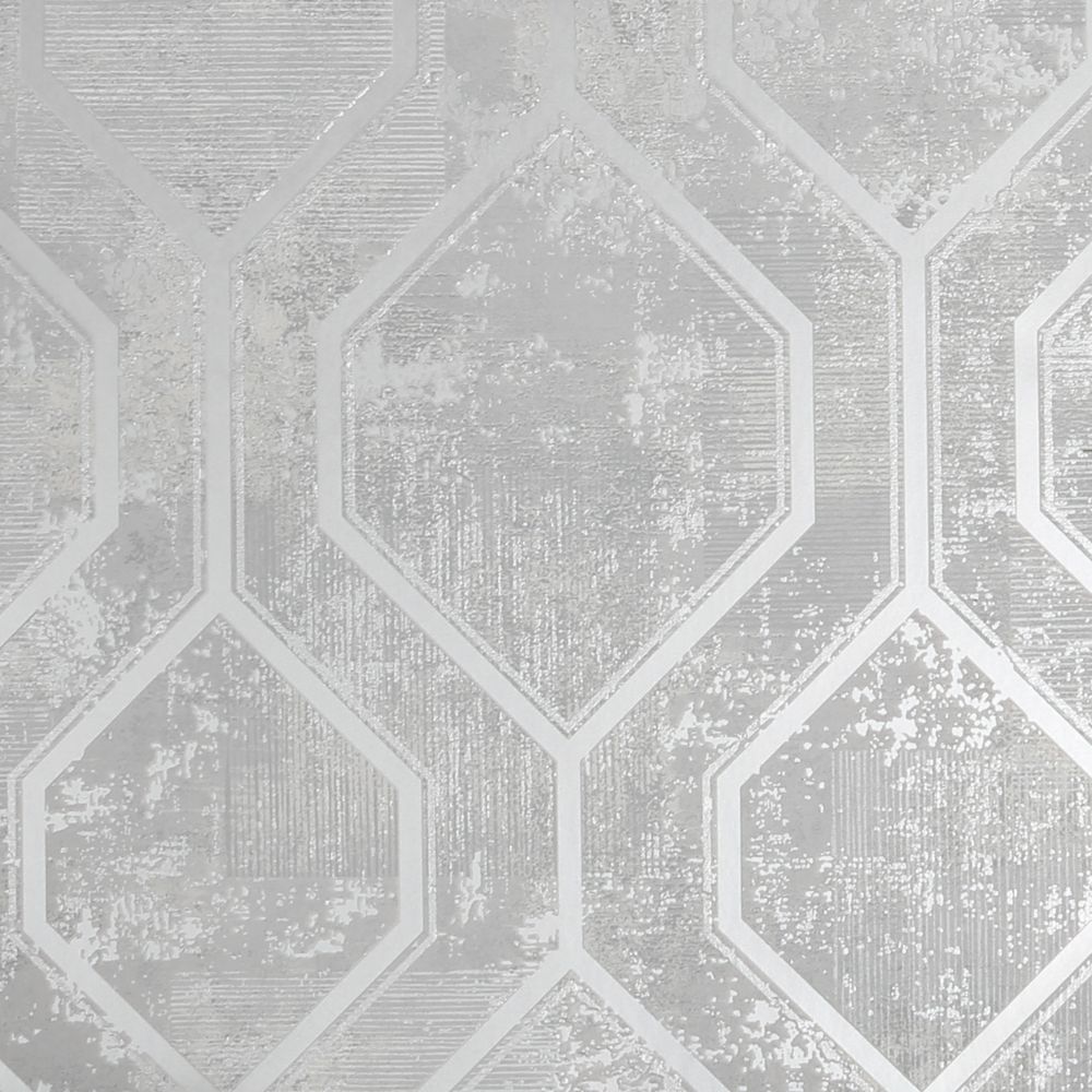 Superfresco 113259 Armature Geo Grey and Silver Removable Wallpaper