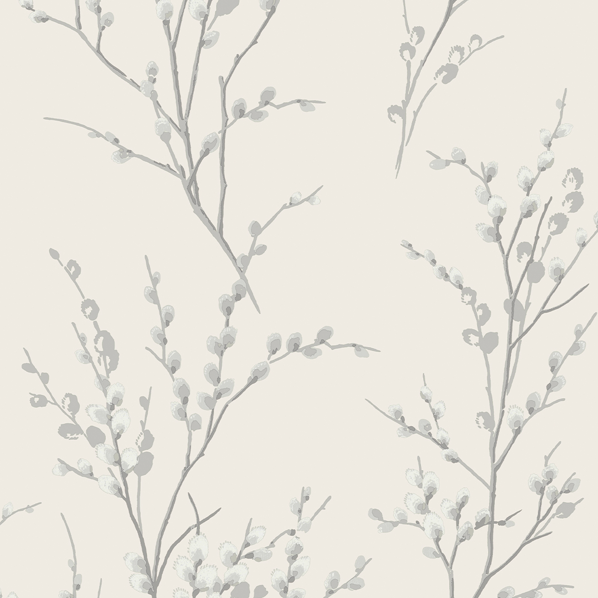 Laura Ashley 113359 Pussy Willow Off White and Steel Wallpaper