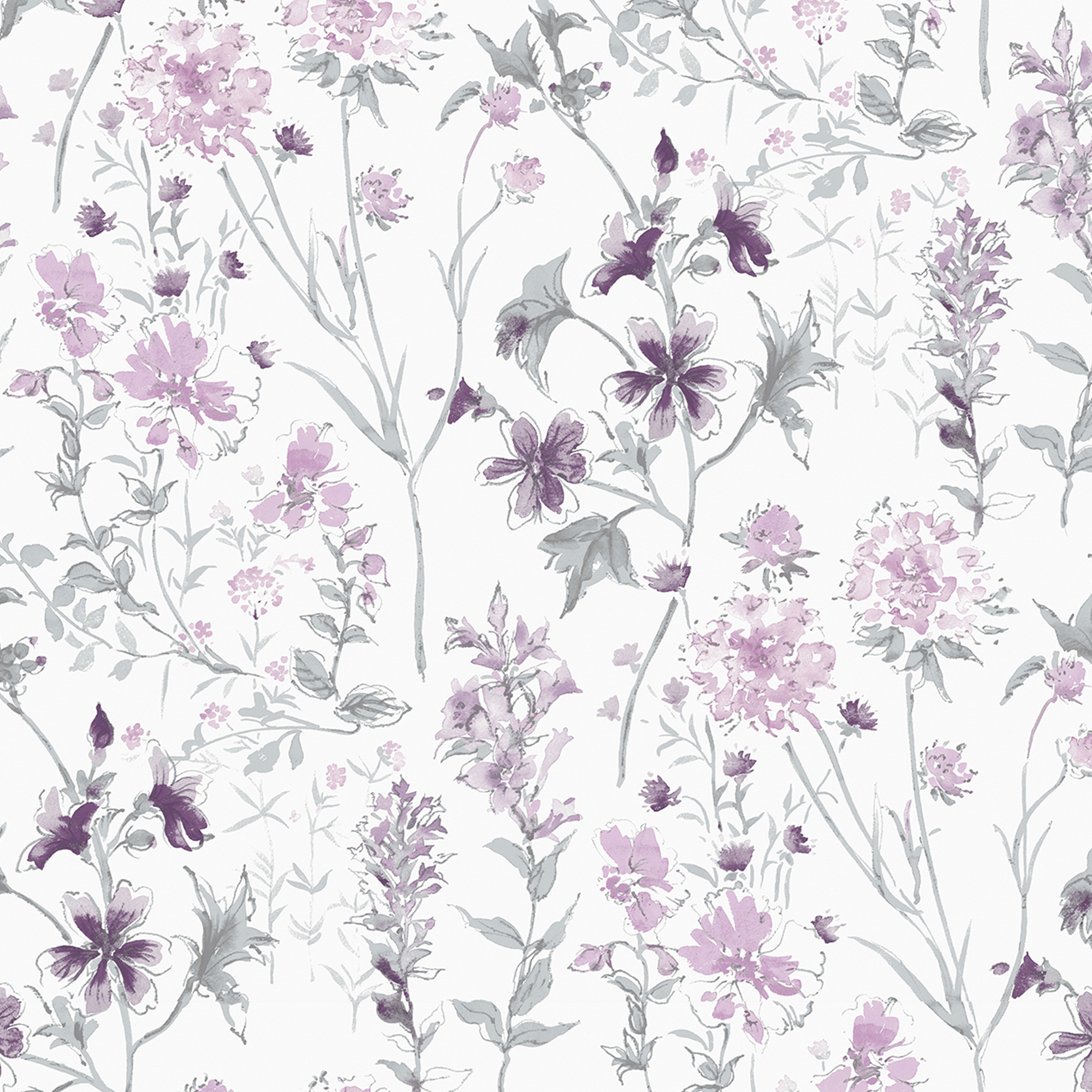 Laura Ashley 113362 Wild Meadow Pale Iris Wallpaper