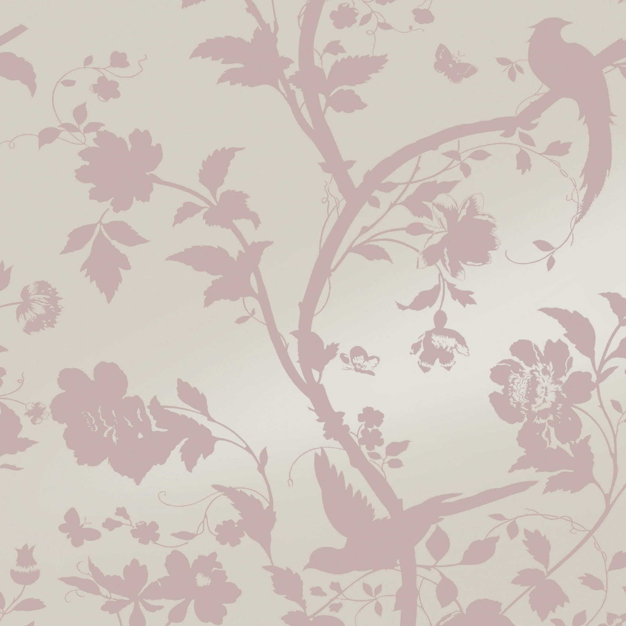 Laura Ashley 113389 Oriental Garden Pearlescent Chalk Pink Wallpaper