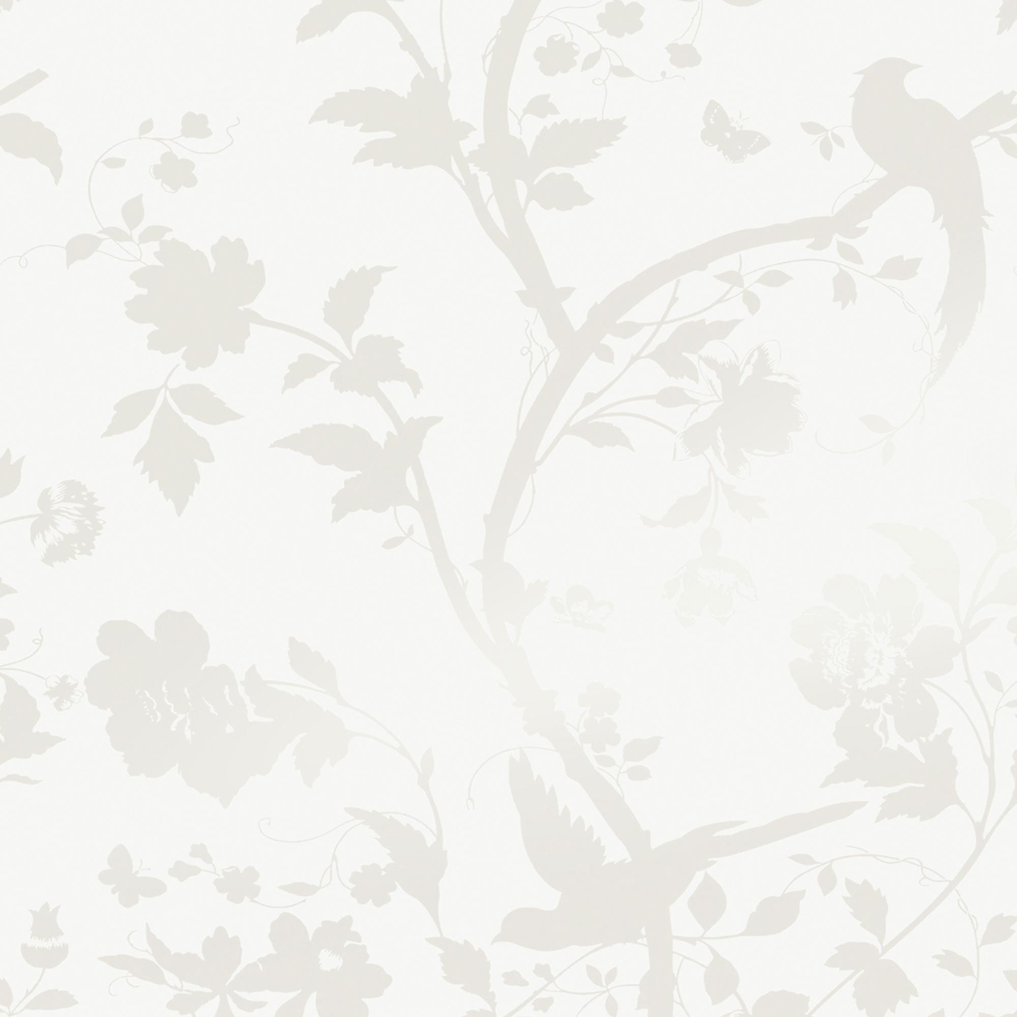 Laura Ashley 113391 Oriental Garden Pearlescent White Wallpaper