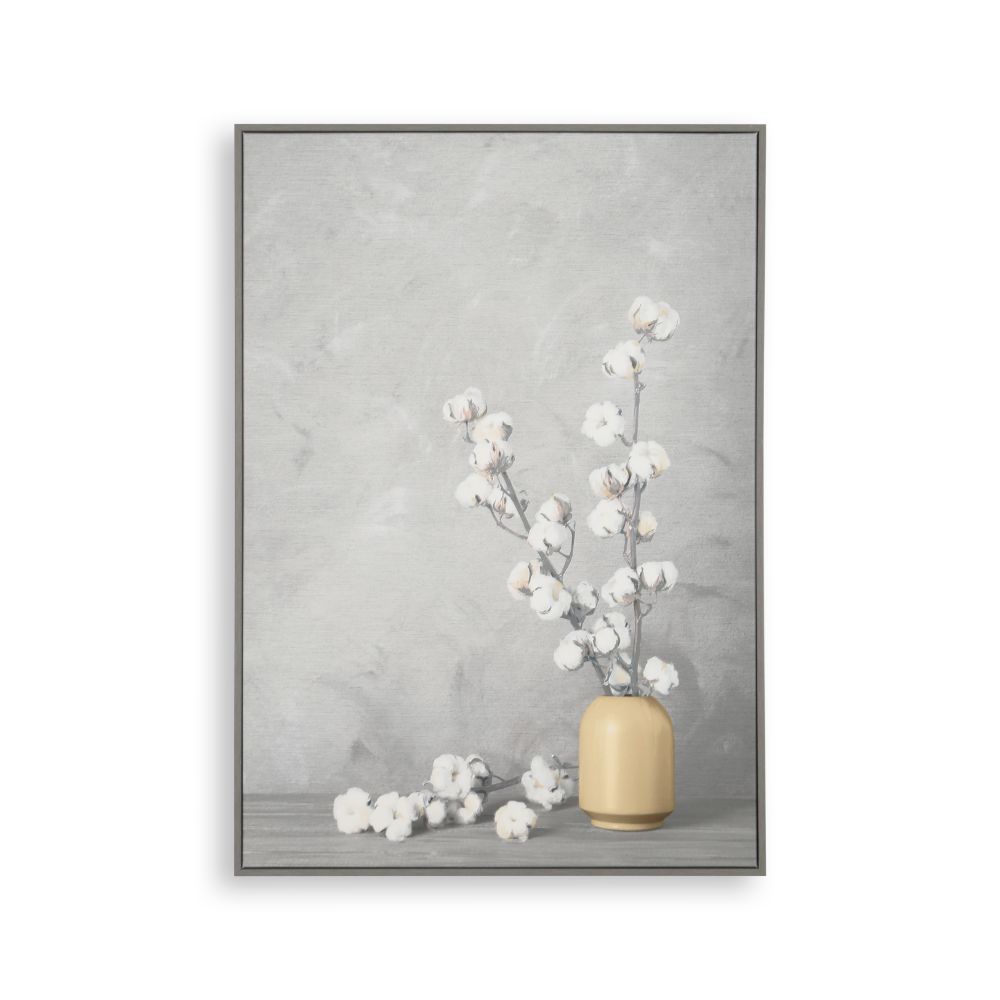 Art For The Home 114210 Cotton Flower Sprigs Framed Canvas Wall Art
