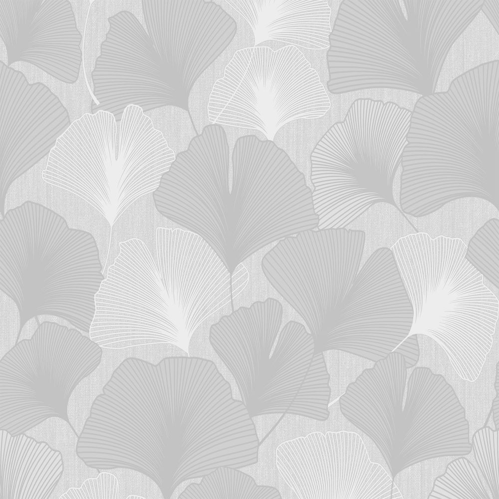 Superfresco 114855 Ginkgo Leaves Silver Wallpaper
