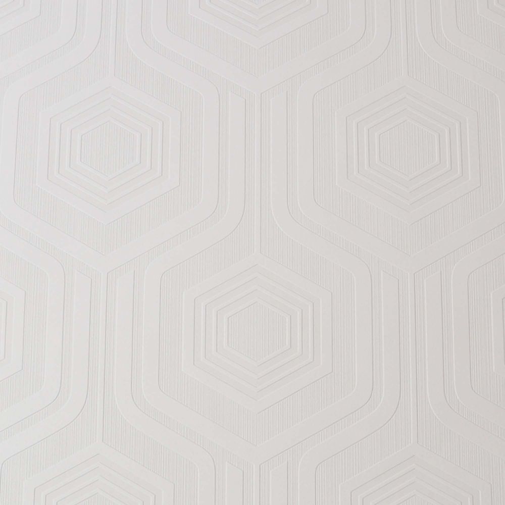 Superfresco Paintables 114923 Curvy Geo White Paintable Wallpaper