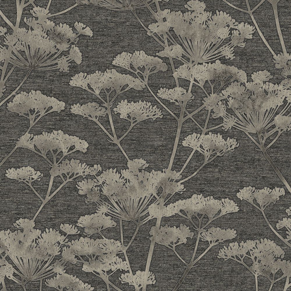 Boutique 119967 Serene Seedhead Black and Gold Removable Wallpaper