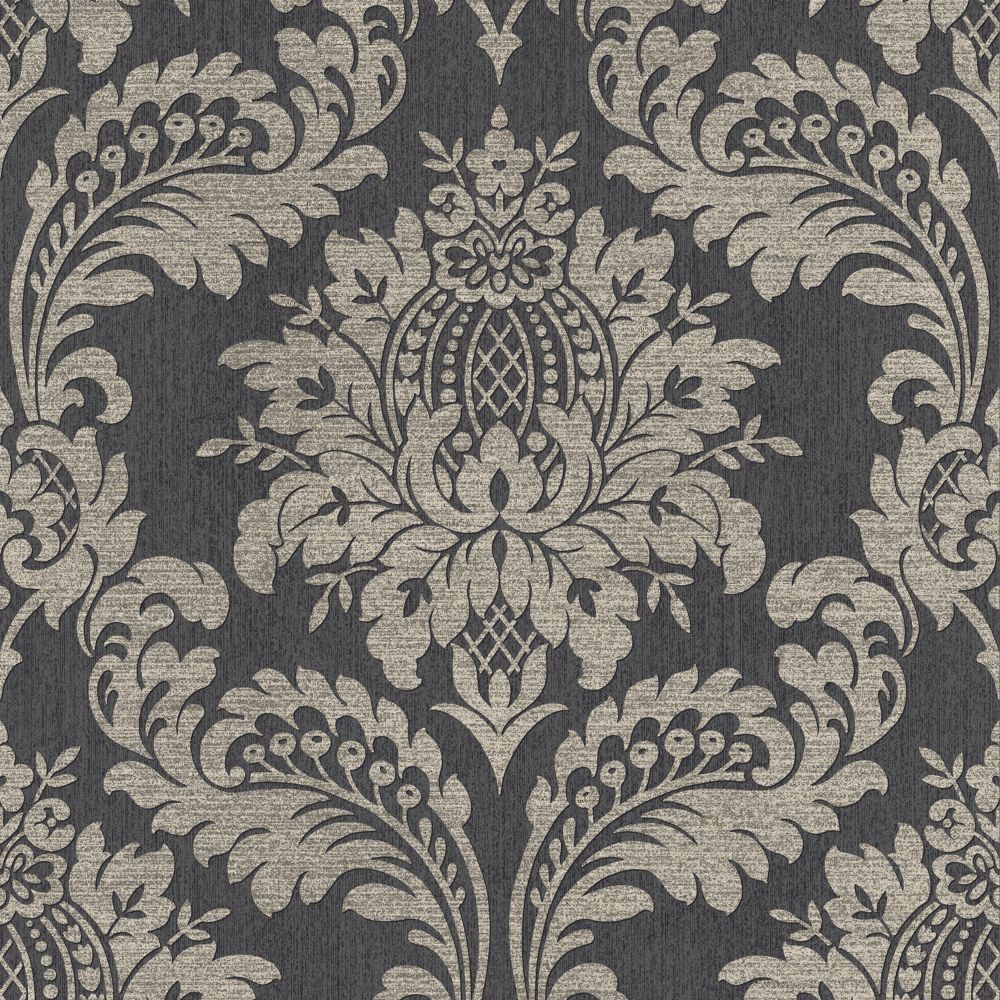 Boutique 119971 Archive Damask Black and Gold Removable Wallpaper