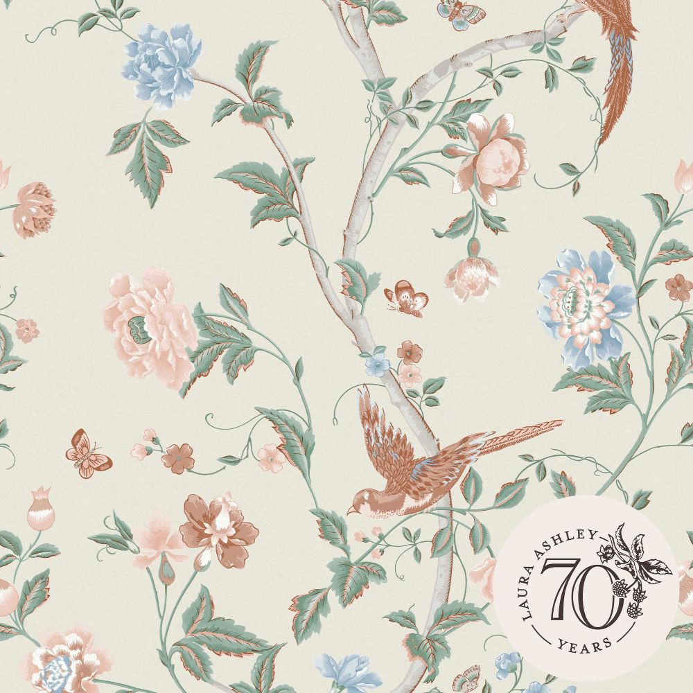 Laura Ashley 120133 Summer Palace Sage and Apricot Removable Wallpaper