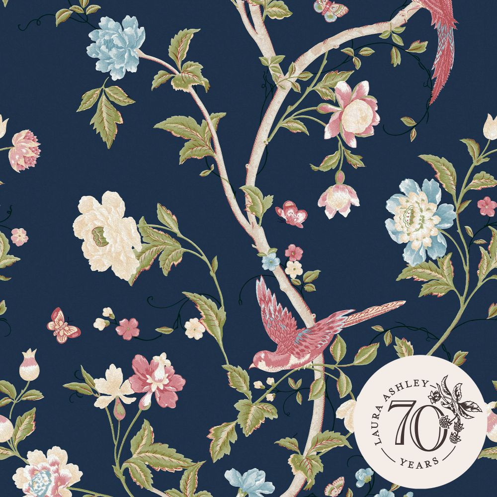 Laura Ashley 120134 Summer Palace Midnight Blue Removable Wallpaper
