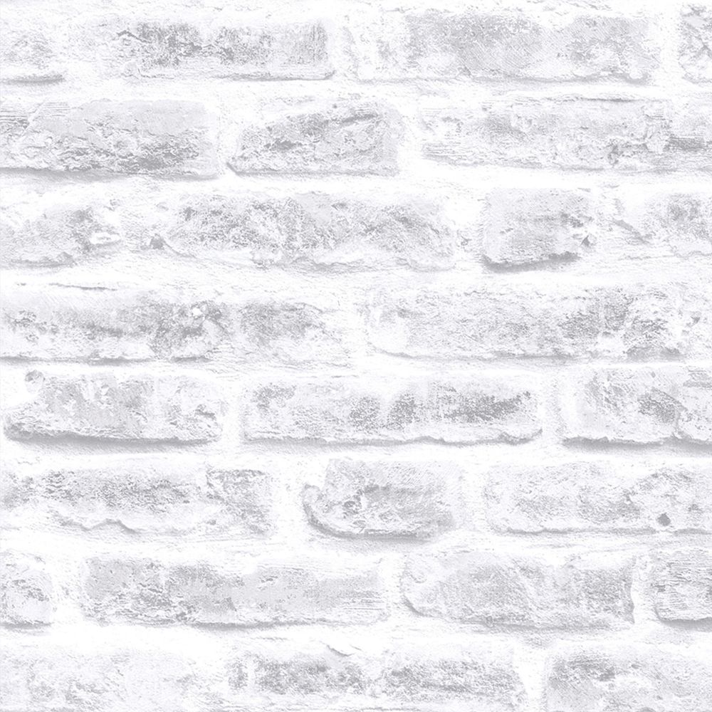 Transform 120491 Brick White Peel and Stick Wallpaper