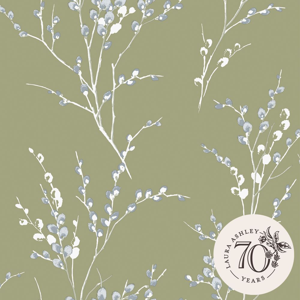Laura Ashley 121074 Pussy Willow Moss Green Wallpaper