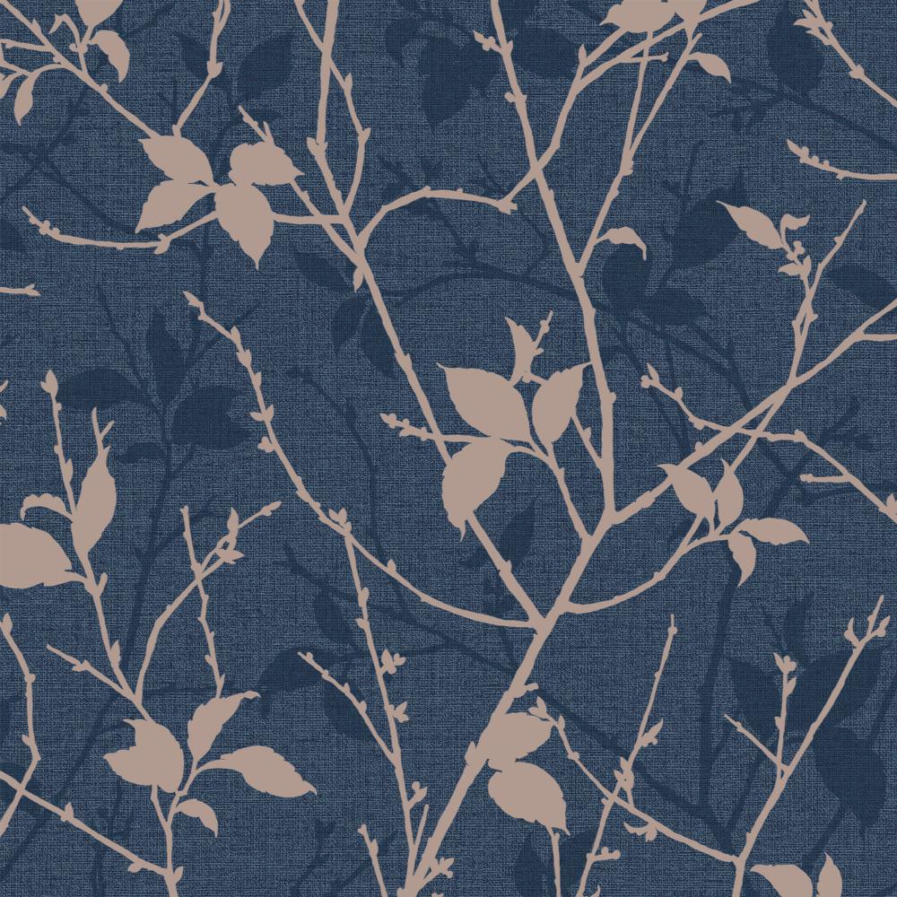 Boutique 122431 Belle Navy and Copper Wallpaper