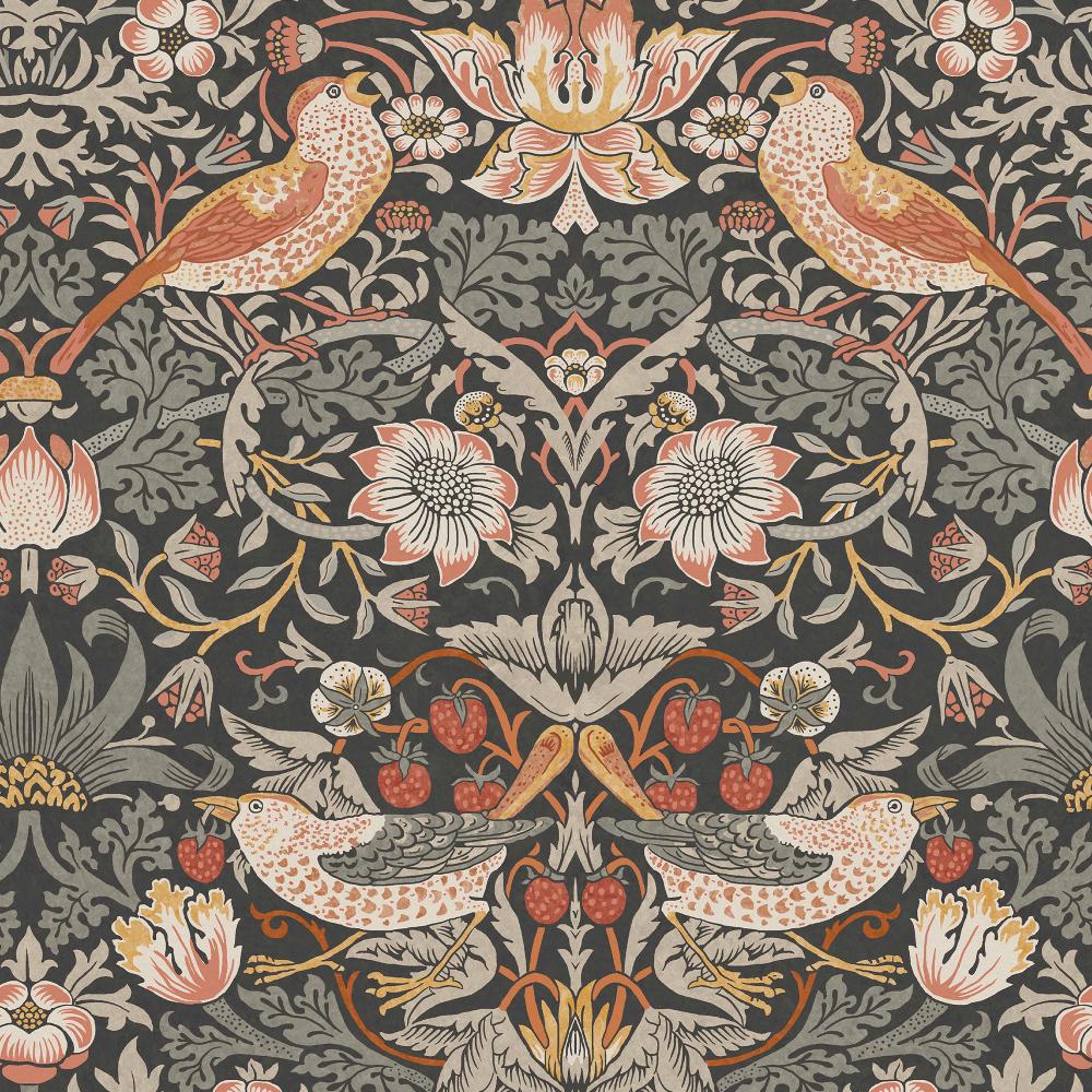 William Morris 124230 Strawberry Thief Charcoal Wallpaper