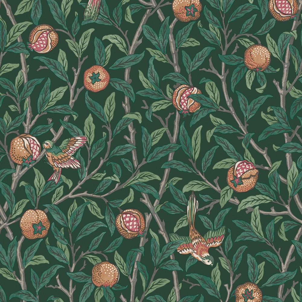 William Morris 124260 Bird & Pomegranate Deep Green Wallpaper