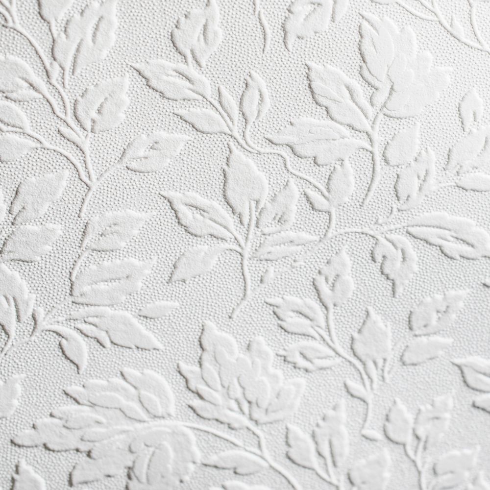 Paintables 13088 Small Leaf White Paintable Removable Wallpaper