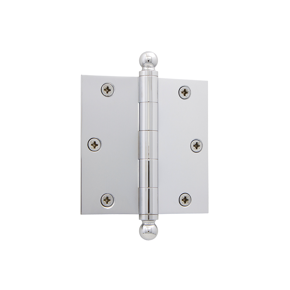 Grandeur by Nostalgic Warehouse 808990 BALHNG 3.5" Ball Tip Residential Hinge with Square Corners in Bright Chrome