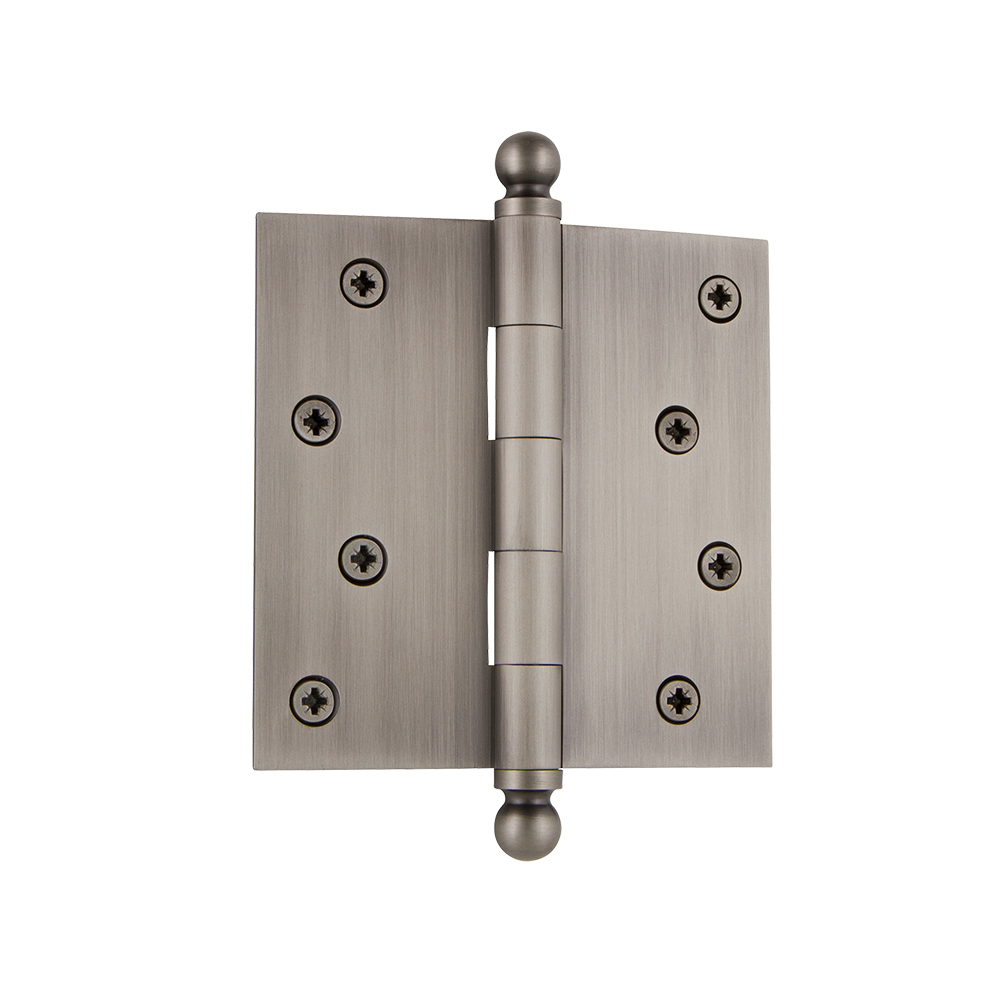 Grandeur by Nostalgic Warehouse 809003 BALHNG 4" Ball Tip Residential Hinge with Square Corners in Antique Pewter