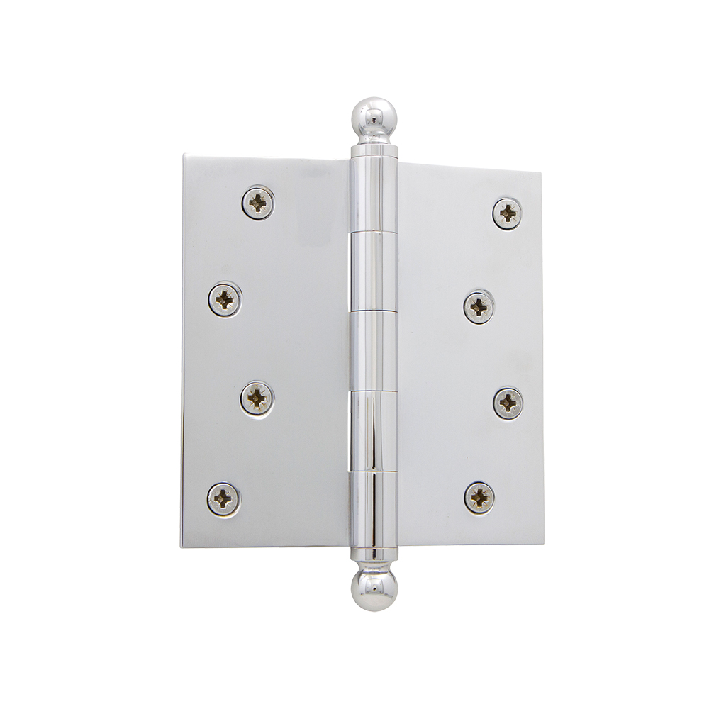 Grandeur by Nostalgic Warehouse 809004 BALHNG 4" Ball Tip Residential Hinge with Square Corners in Bright Chrome