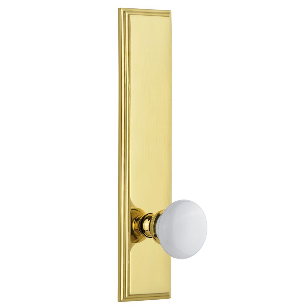 2.75 Grandeur 825382 Carre Plate Privacy with Hyde Park Knob in Polished Brass 