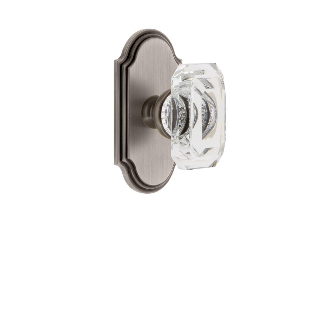Grandeur by Nostalgic Warehouse 827708 Arc Plate Passage with Baguette Crystal Knob in Antique Pewter