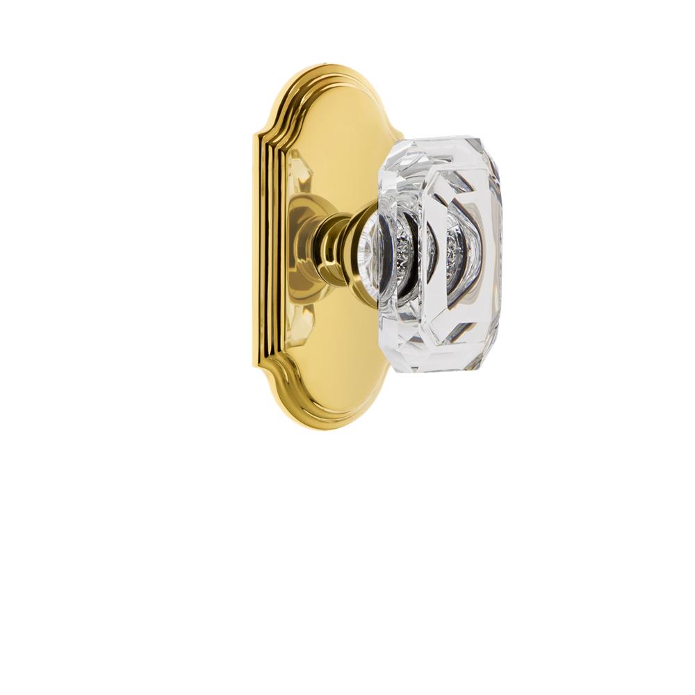 Grandeur by Nostalgic Warehouse 827712 Arc Plate Passage with Baguette Crystal Knob in Lifetime Brass