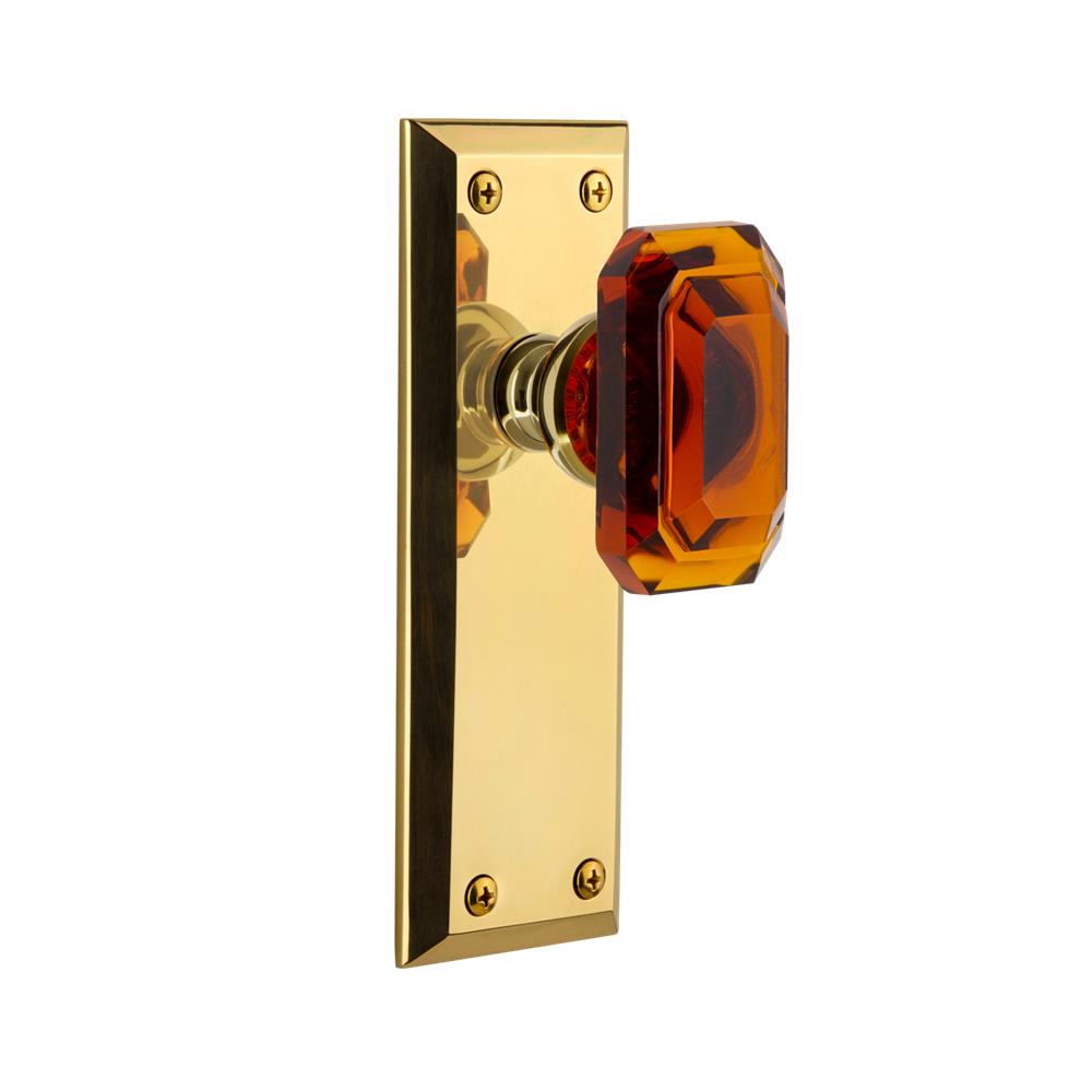 Grandeur by Nostalgic Warehouse 827807 Fifth Avenue Plate Passage with Baguette Crystal Knob in Lifetime Brass