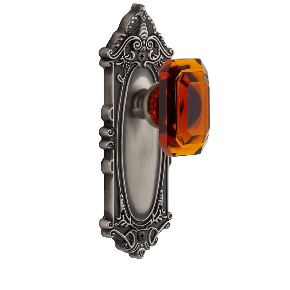 Grandeur by Nostalgic Warehouse 827867 Grande Victorian Plate Passage with Baguette Crystal Knob in Antique Pewter