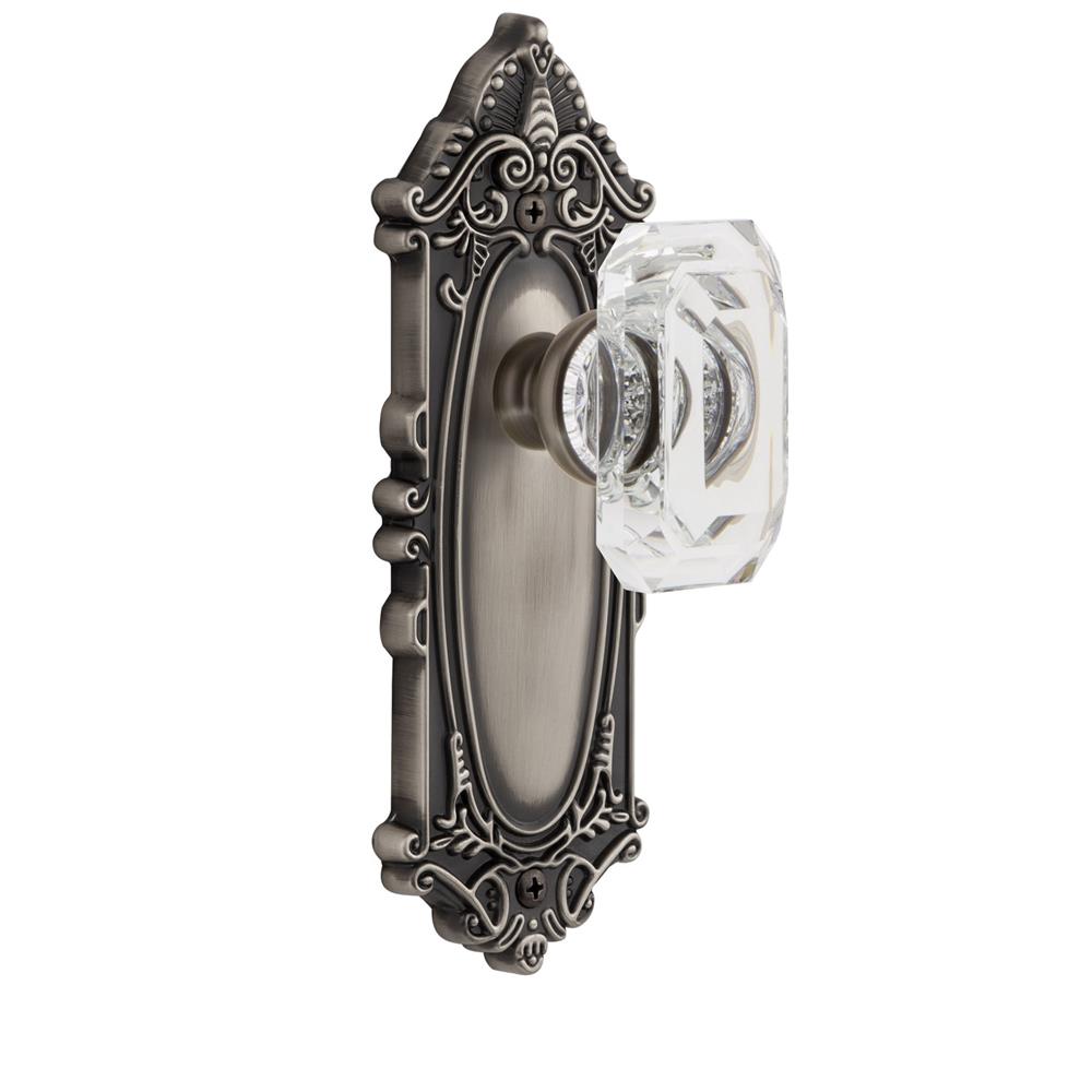 Grandeur by Nostalgic Warehouse 827868 Grande Victorian Plate Passage with Baguette Crystal Knob in Antique Pewter