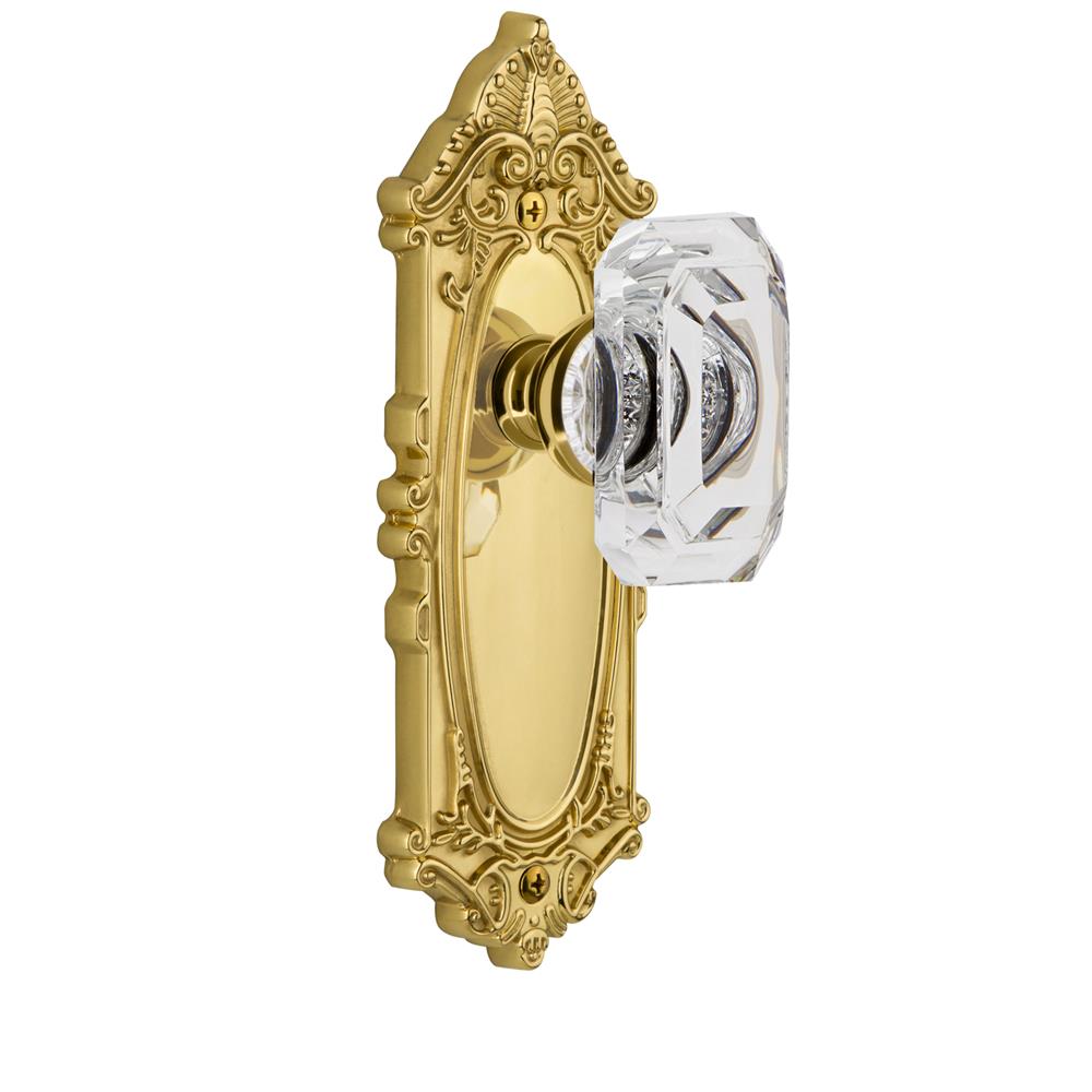Grandeur by Nostalgic Warehouse 827872 Grande Victorian Plate Passage with Baguette Crystal Knob in Lifetime Brass