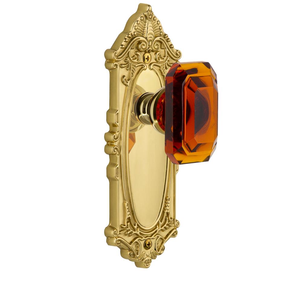 Grandeur by Nostalgic Warehouse 827879 Grande Victorian Plate Passage with Baguette Crystal Knob in Polished Brass