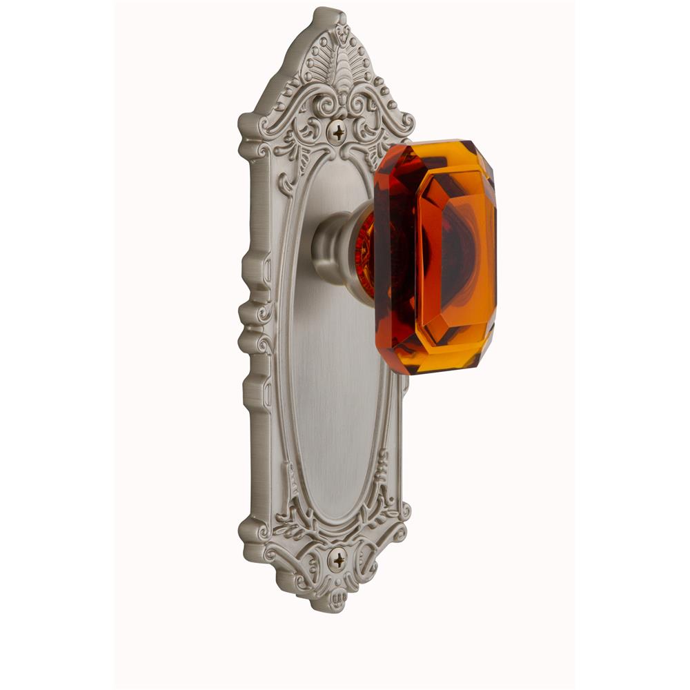Grandeur by Nostalgic Warehouse 827883 Grande Victorian Plate Passage with Baguette Crystal Knob in Satin Nickel