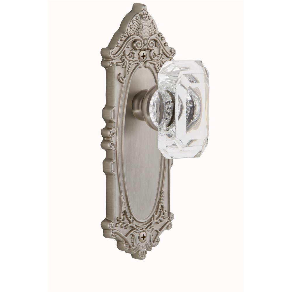 Grandeur by Nostalgic Warehouse 827884 Grande Victorian Plate Passage with Baguette Crystal Knob in Satin Nickel