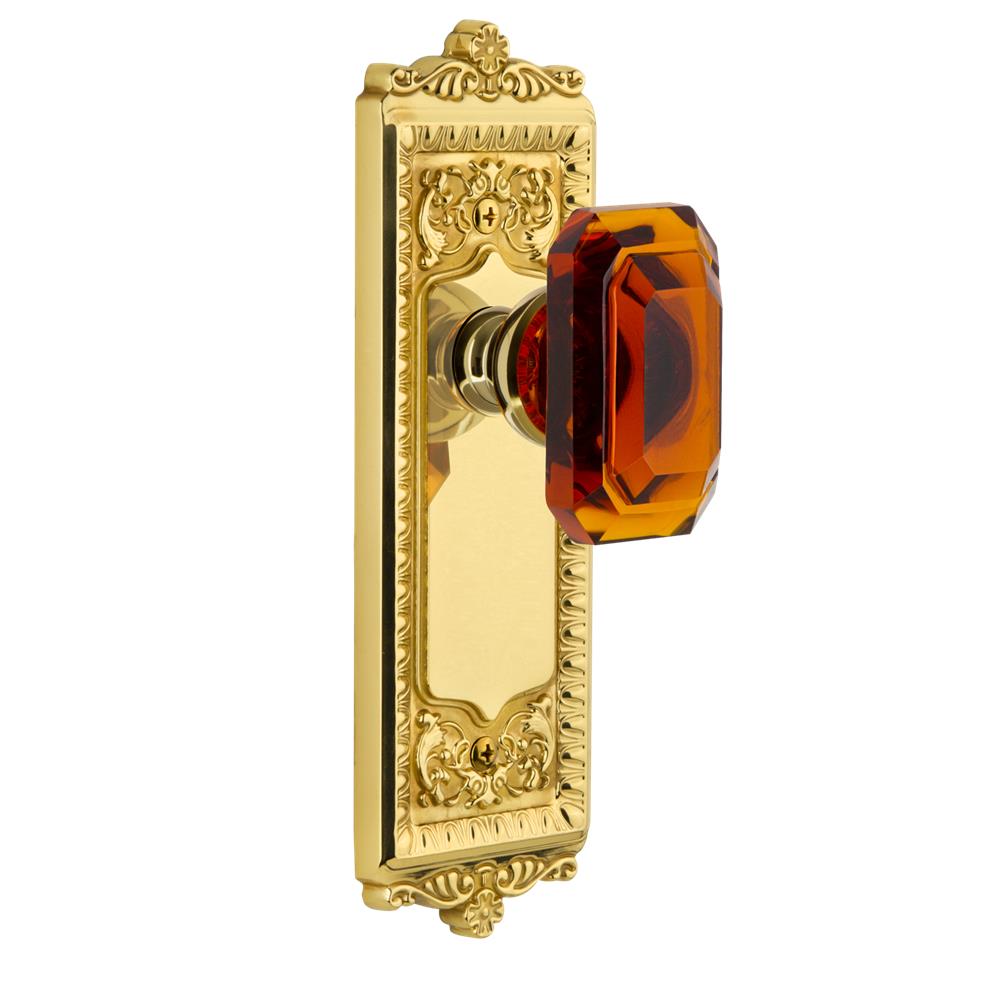 Grandeur by Nostalgic Warehouse 827999 Windsor Plate Passage with Baguette Crystal Knob in Lifetime Brass