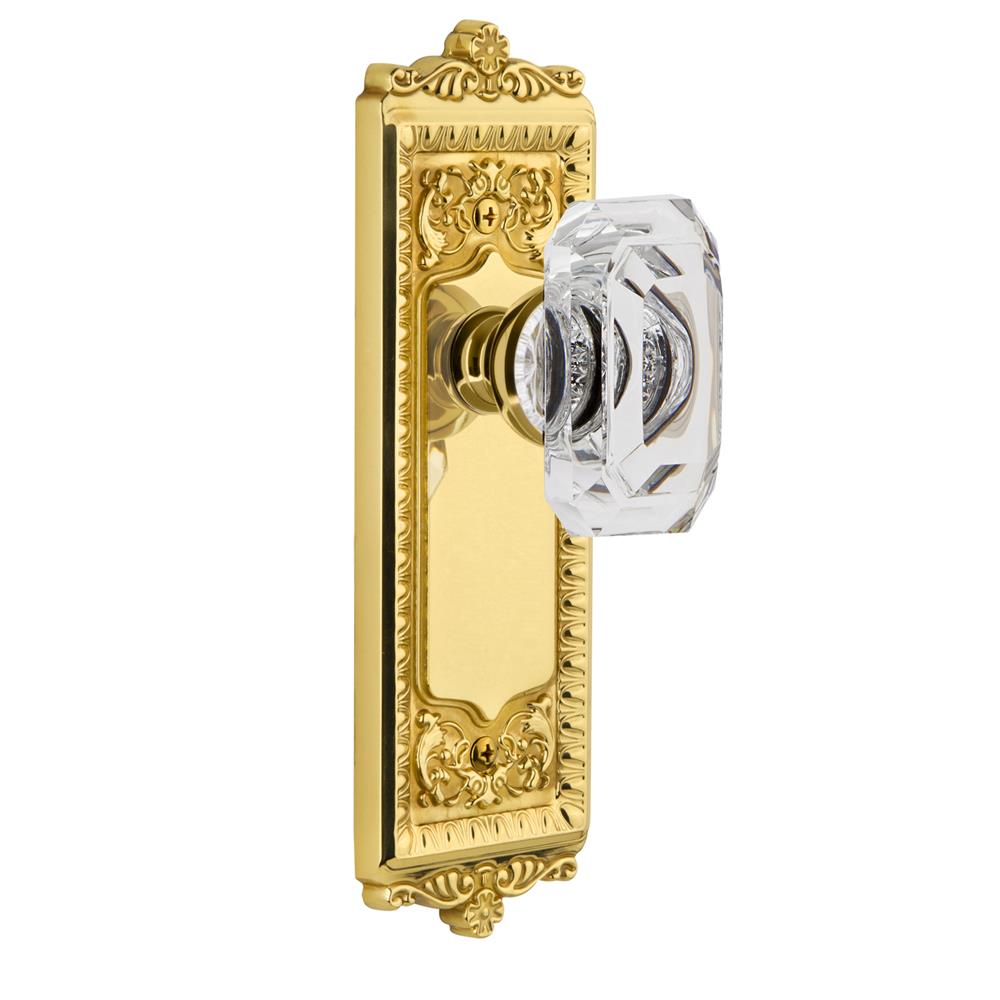Grandeur by Nostalgic Warehouse 828000 Windsor Plate Passage with Baguette Crystal Knob in Lifetime Brass