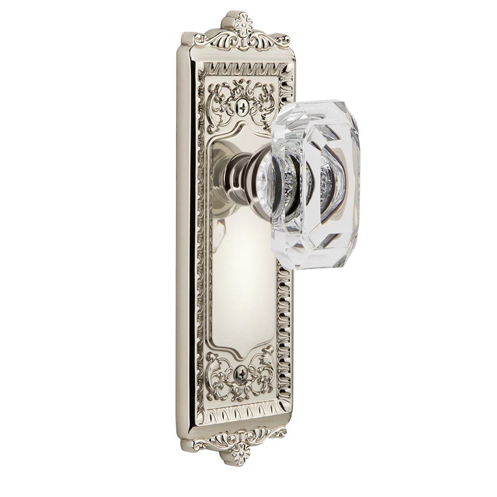 Grandeur by Nostalgic Warehouse 828010 Windsor Plate Passage with Baguette Crystal Knob in Polished Nickel