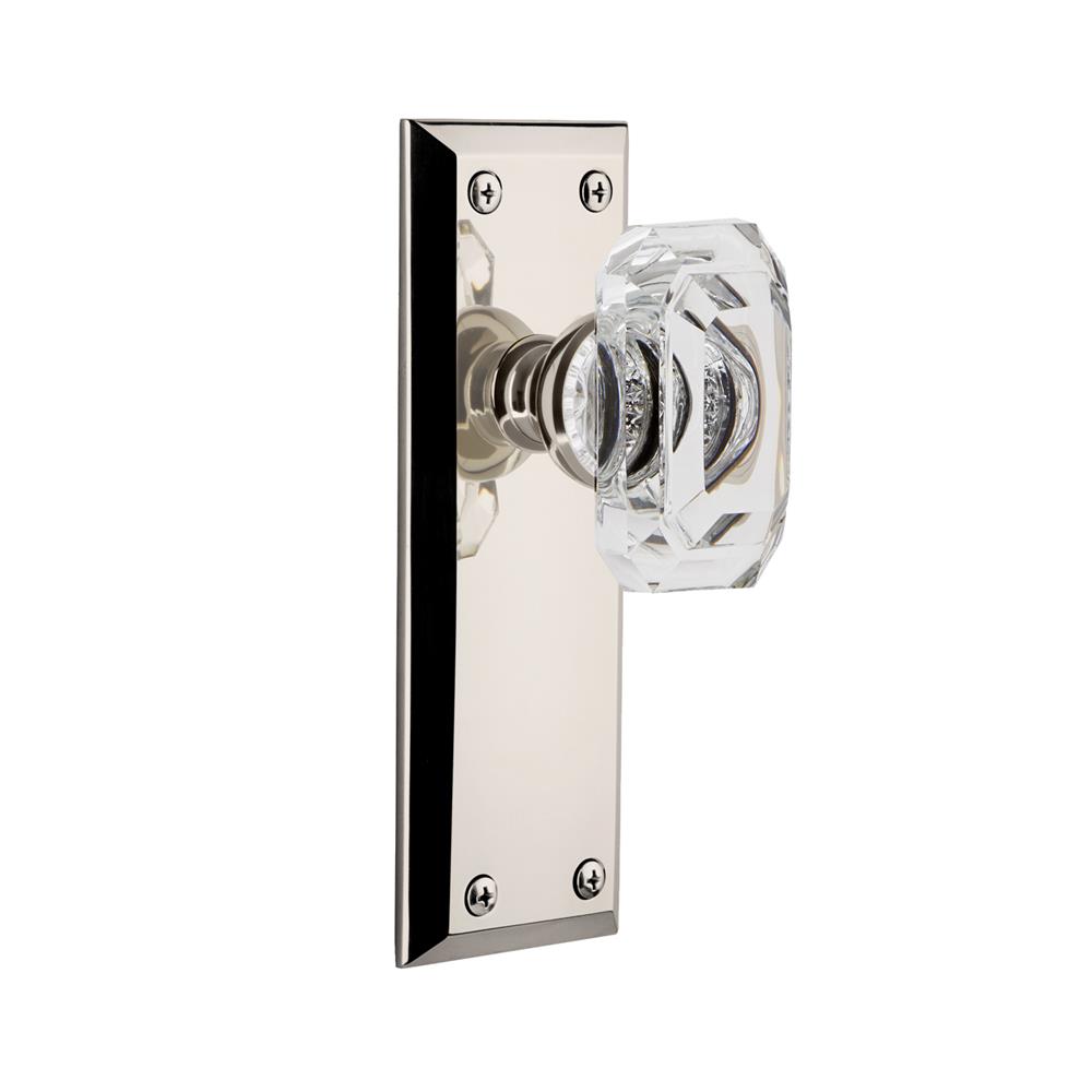 Grandeur by Nostalgic Warehouse 828402 Fifth Avenue Plate Privacy with Baguette Crystal Knob in Polished Nickel