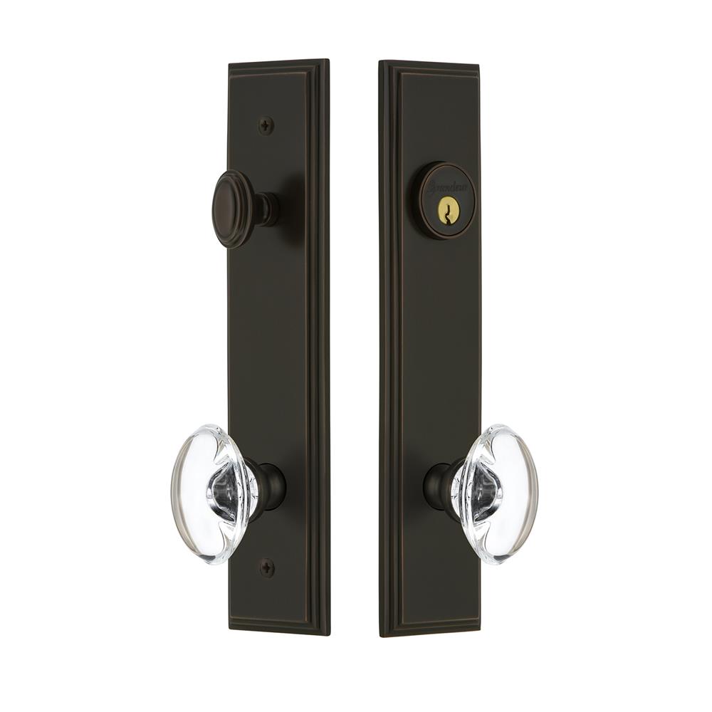 Carré Tall Plate Complete Entry Set with Carré Knob in Satin Brass -  Grandeur Hardware