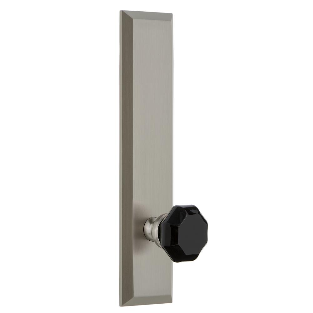Grandeur by Nostalgic Warehouse FAVLYO Fifth Avenue Plate Privacy Tall Plate Lyon Knob in Satin Nickel