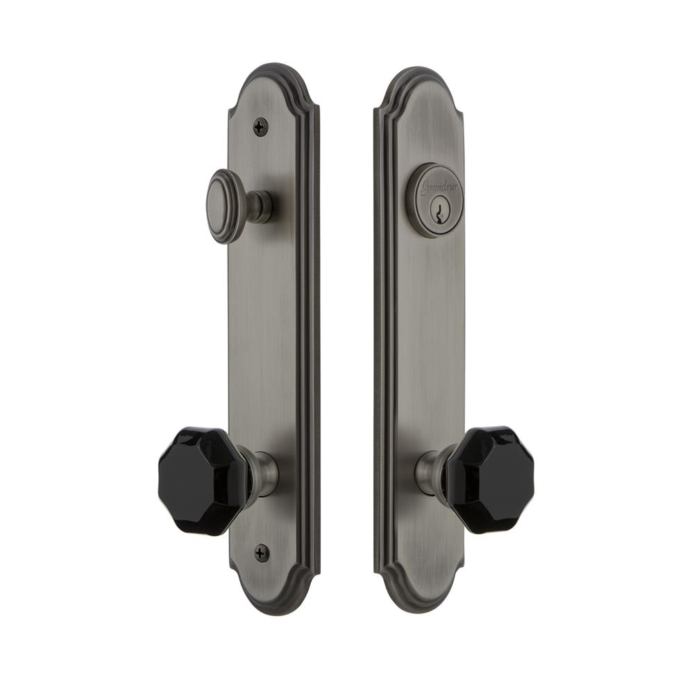 Grandeur by Nostalgic Warehouse ARCLYO Arc Tall Plate Complete Entry Set with Lyon Knob in Antique Pewter