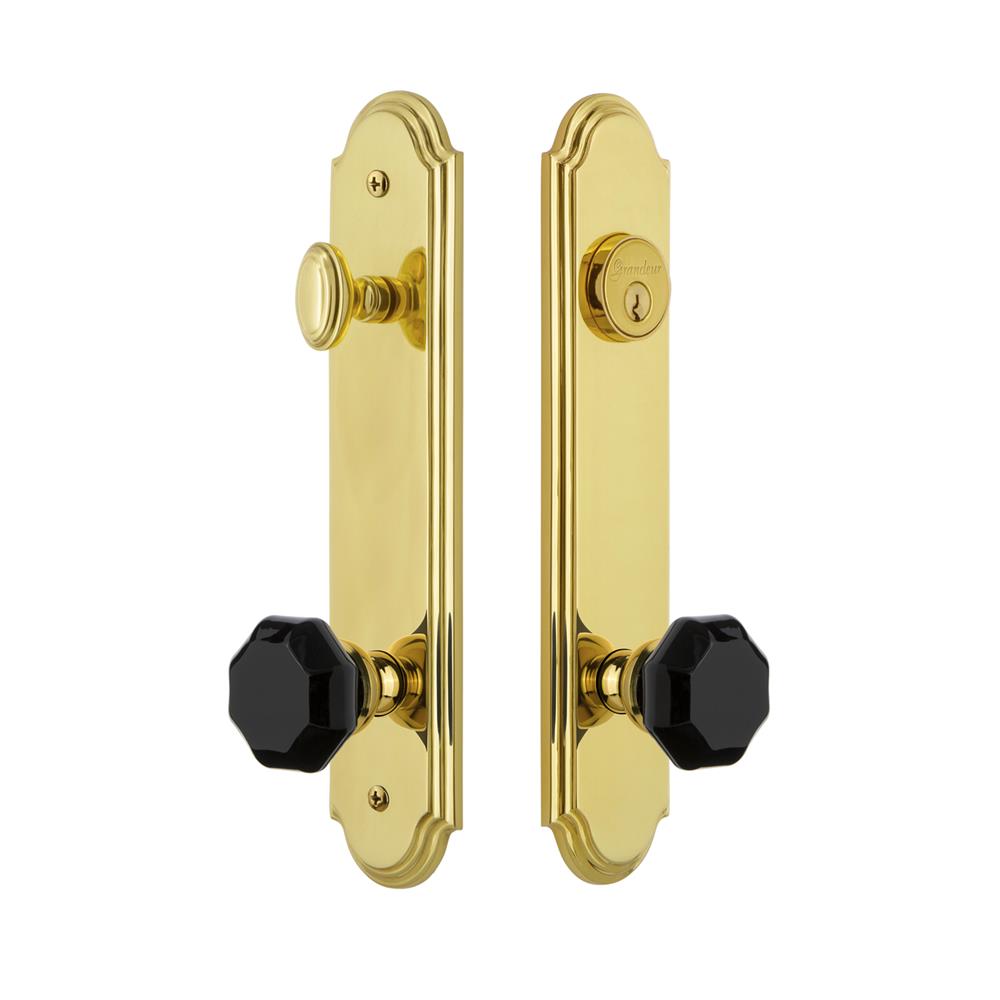 Grandeur by Nostalgic Warehouse ARCLYO Arc Tall Plate Complete Entry Set with Lyon Knob in Lifetime Brass