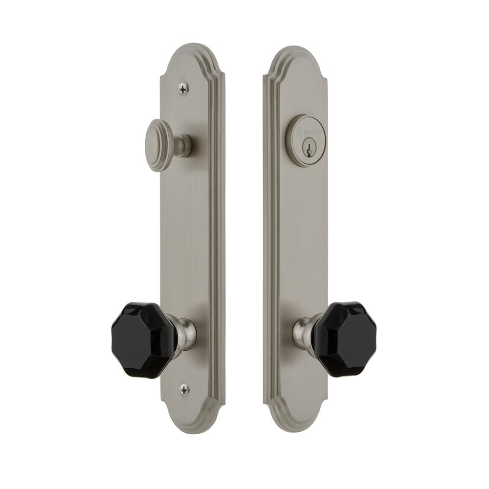 Grandeur by Nostalgic Warehouse ARCLYO Arc Tall Plate Complete Entry Set with Lyon Knob in Satin Nickel